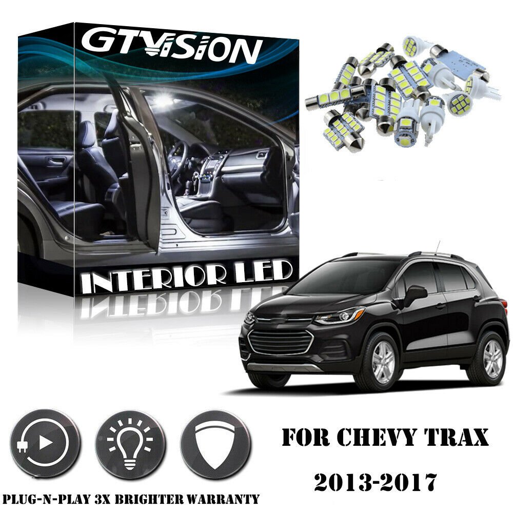 13Pcs Super Bright White LED Interior Light Package Kit For Chevy Trax 2013-2017