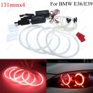 4X131mm Headlight LED CCFL Angel Eyes Halo Rings Lights For BMW E36 E39 E46 Red