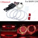 4Pcs 120mm Red CCFL Angel Eye Halo Ring Light LED Headlight For BMW E30 E32 E34