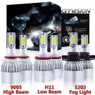 H11 9005 LED Headlight + 5202 Fog Light Fit For 07-15 Chevy Silverado 1500 6000K