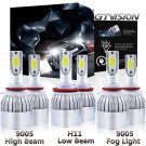 For Ford F-150 2015-2017 High Low Beam LED Headlight Bulb Kit + Fog Light White
