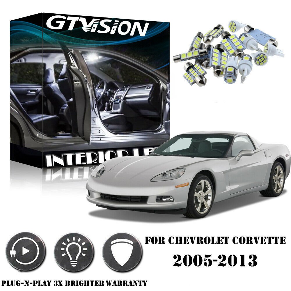 17x Bright White LED Interior Lights Package Kit For Chevrolet Corvette C6 05-13
