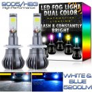 9005 9145 H10 Upgrade LED Fog Light Bulbs Dual Color w/ Flash Mode White + Blue