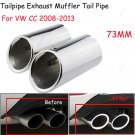 2Pcs Chrome Stainless Steel Rear Exhaust Tail Muffler Pipe For VW CC 08-13 73mm