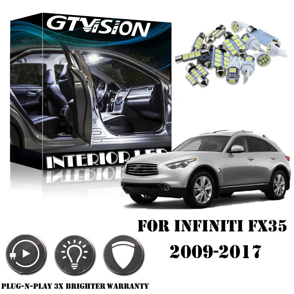 18Pcs Premium White LED Lights Interior Package Kit For Infiniti FX35 QX70 09-17