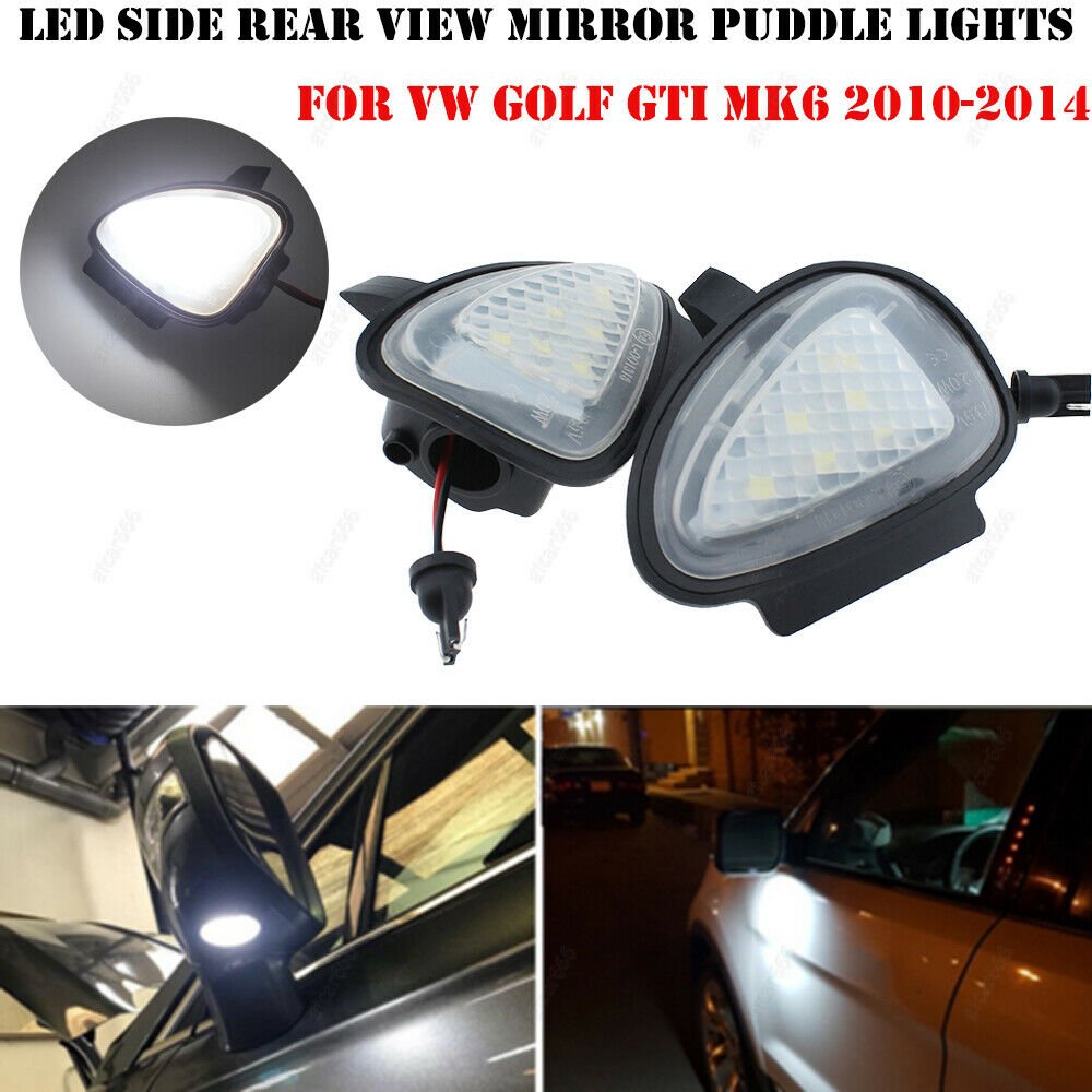 2x LED Side Mirror Rear View Under Puddle Light Lamp For Golf GTI MK6 2010-2014