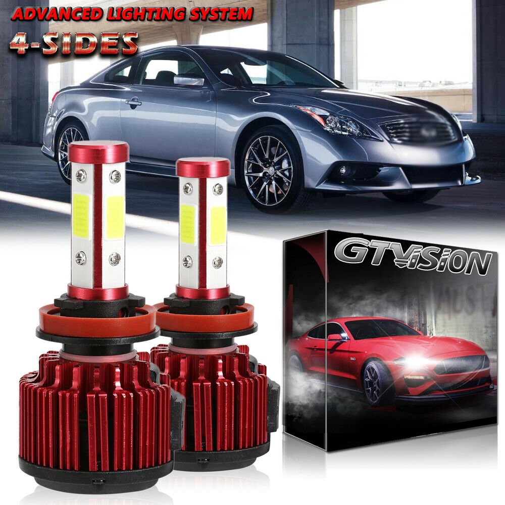 1800W LED Headlight Fog Light Kit fit 2008-2013 Infiniti G37 Conversion 6K White