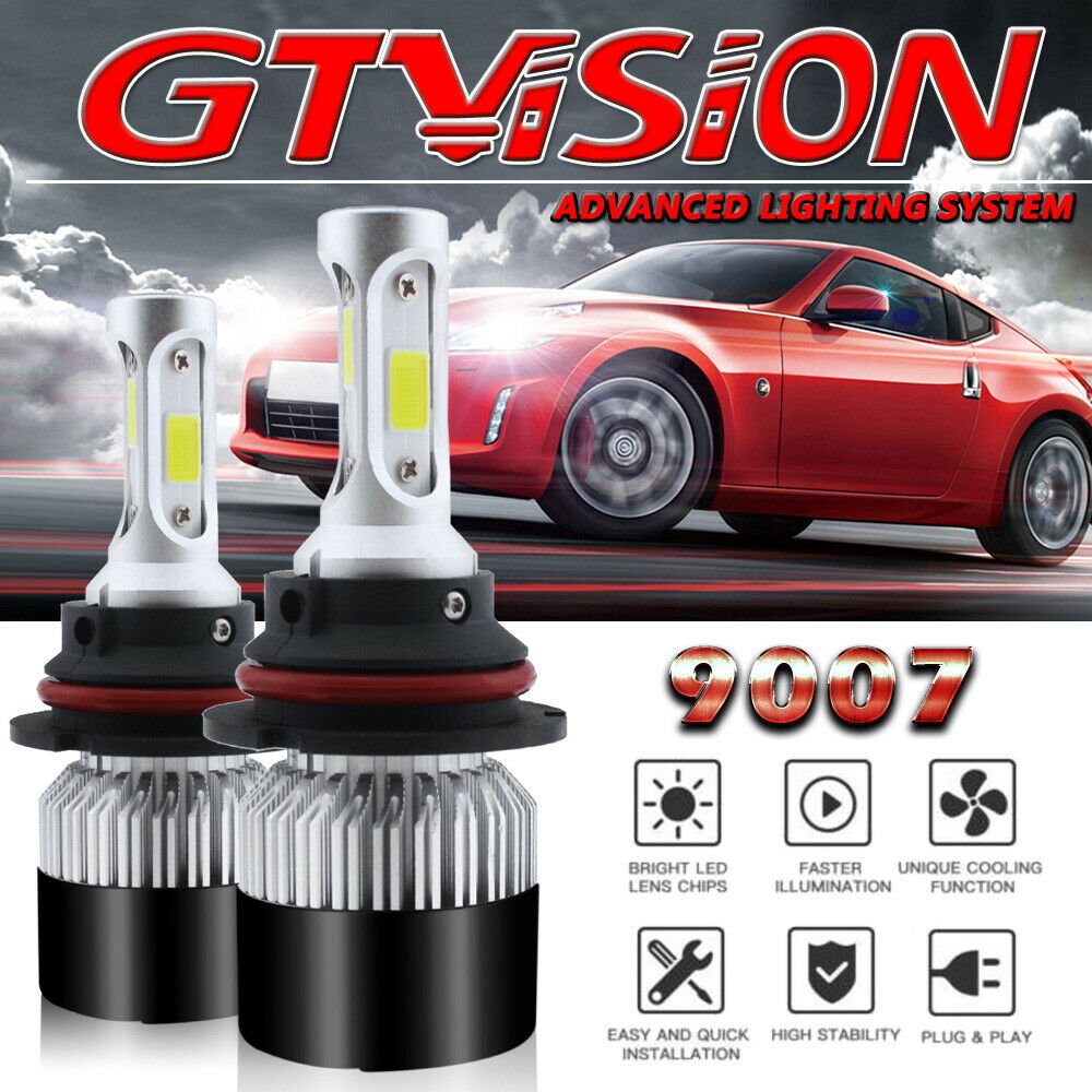 2X COB 9007 HB5 Led Headlight Bulb kit 1320W 198000LM High Low Beam 6000K white