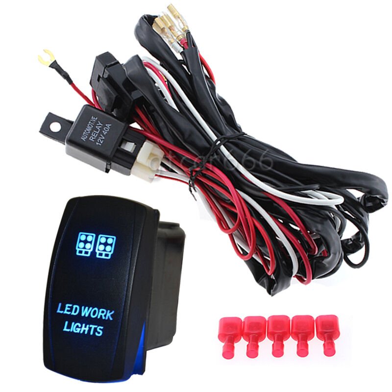 12V Waterproof ON/OFF Laser LED Work Light Switch Relay Wiring Harness Kit