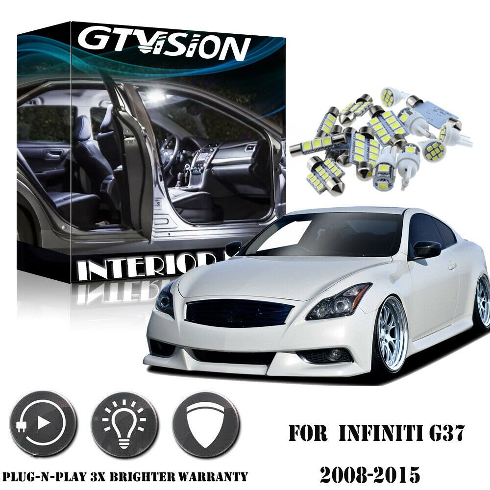17pcs Lights SMD LED Interior Package Reverse Kit For Infiniti G37 Q60 2008-2015