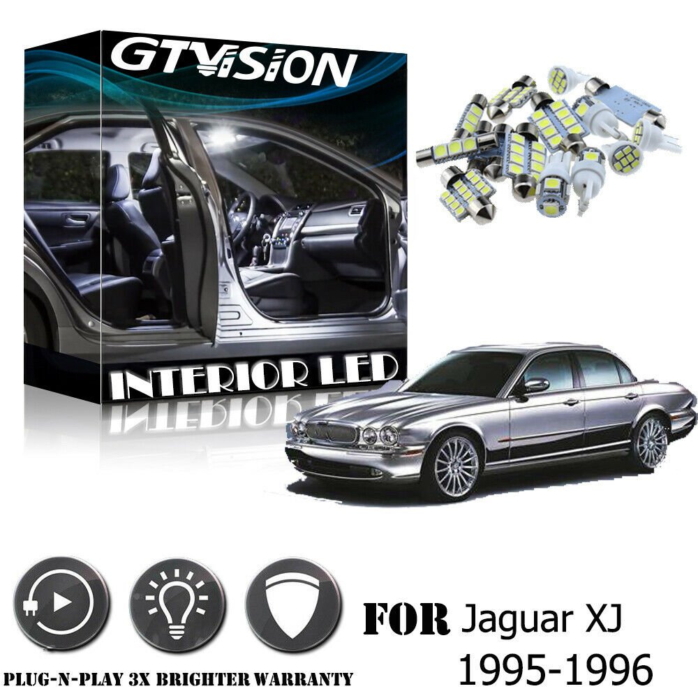 18x White LED Lights Interior Package Kit For 1995-97 Jaguar XJ XJ6 XJR ( X300 )