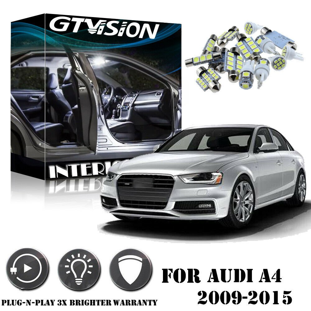 12x White LED Interior Lights Package Kit Kit For Audi A4 S4 A5 B8 8T 2009-2015