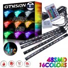 48 LED RGB Car Interior Atmosphere Seat Glow Strip Light USB Charger Decor Lamp