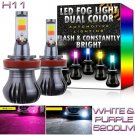 H11 H8 H9 H16 Upgrade LED Fog Light Bulbs Dual Color w/ Flash Mode White + Purle