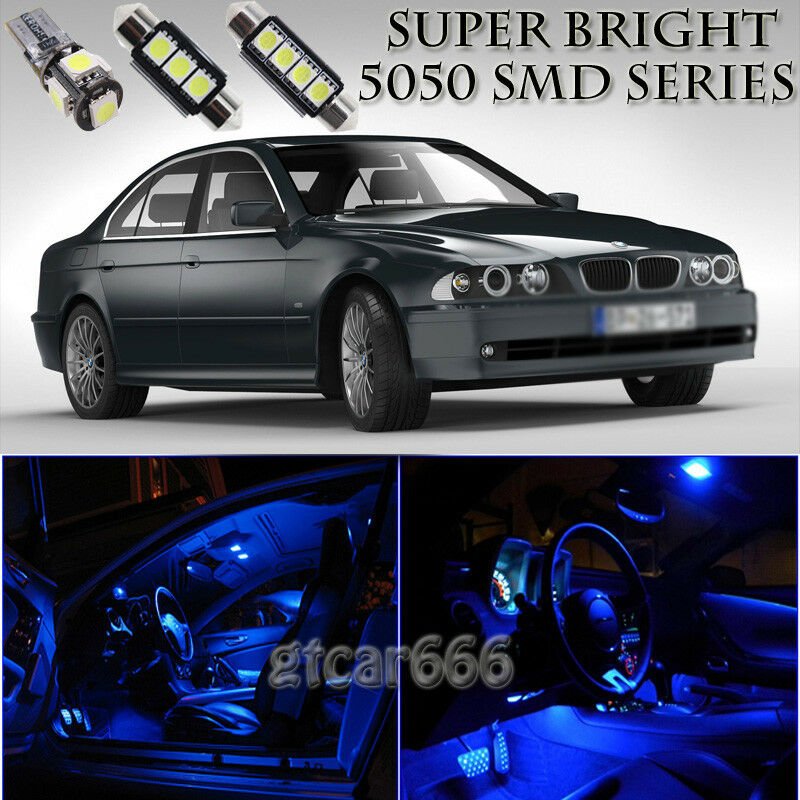 26X Bright SMD Blue LED Interior Light Package Kit For BMW E39 1997-2003 Sedan