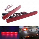 2x Red Lens Rear Bumper Reflector LED Tail Stop Brake Light For 09-14 Acura TSX