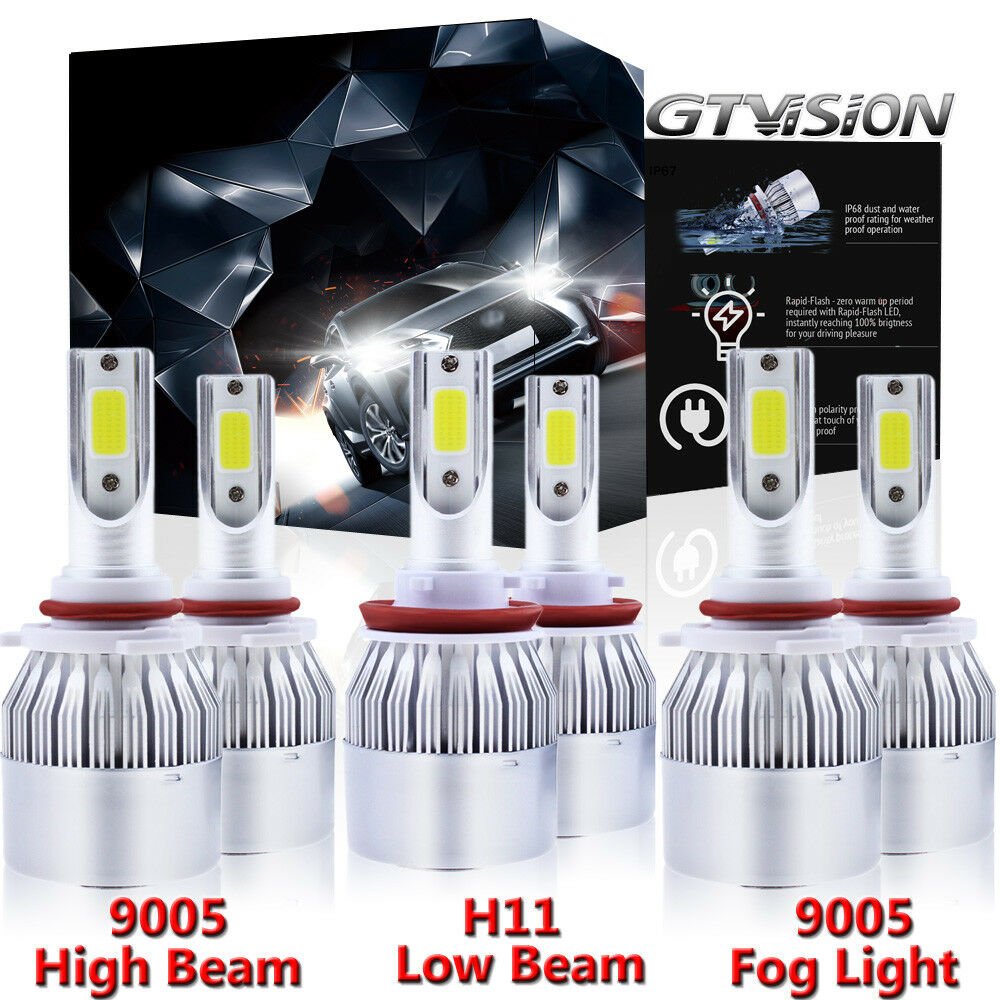 Combo Pack H11 9005 LED Headlight High Low Beam 9145 9140 Fog Light Kit White