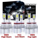Combo Pack H11 9005 LED Headlight High Low Beam 9145 9140 Fog Light Kit White