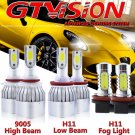 6Pcs Combo H11 9005 H16 LED Headlight Conversion Kit Hi/Lo Beam Fog Light White