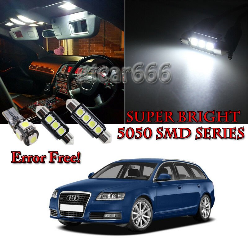 22 Premium White Bulb For Audi A6 C6 4F S6 LED Interior Lights Kit Error Free
