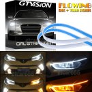 2x 60CM Switchback Car DRL LED Light Strip Sequential Turn Signal White + Amber