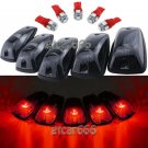 5x Red LED Cab Roof Running Marker Light Somke Cover Set For 1988-2002 Chevy GMC