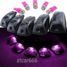5pc Cab Marker Light Smoke Cover Lens + Pink LED + Base for GMC Chevy C1500-3500