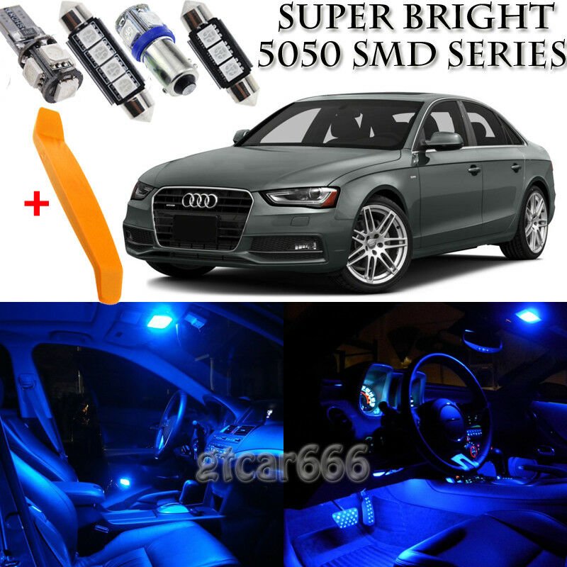 22 x Canbus Blue Interior LED Lights Kit + TOOL For 2009 - 2016 Audi A4 S4 B8