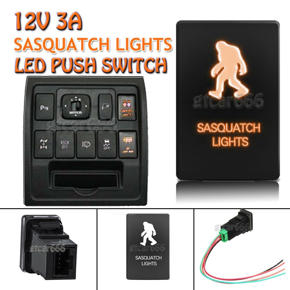 12V Orange LED Push Switch SASQUATCH LIGHT for Toyota Highlander Sequoia 4Runner