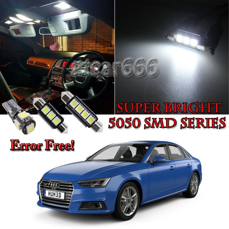 18 Premium White Bulb For Audi A4 B8 S4 Avant LED Interior Lights Kit Error Free
