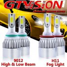 Combo 9012 LED Headlight + H11 Fog Light For Toyota RAV4 16-18 Diamond HID White