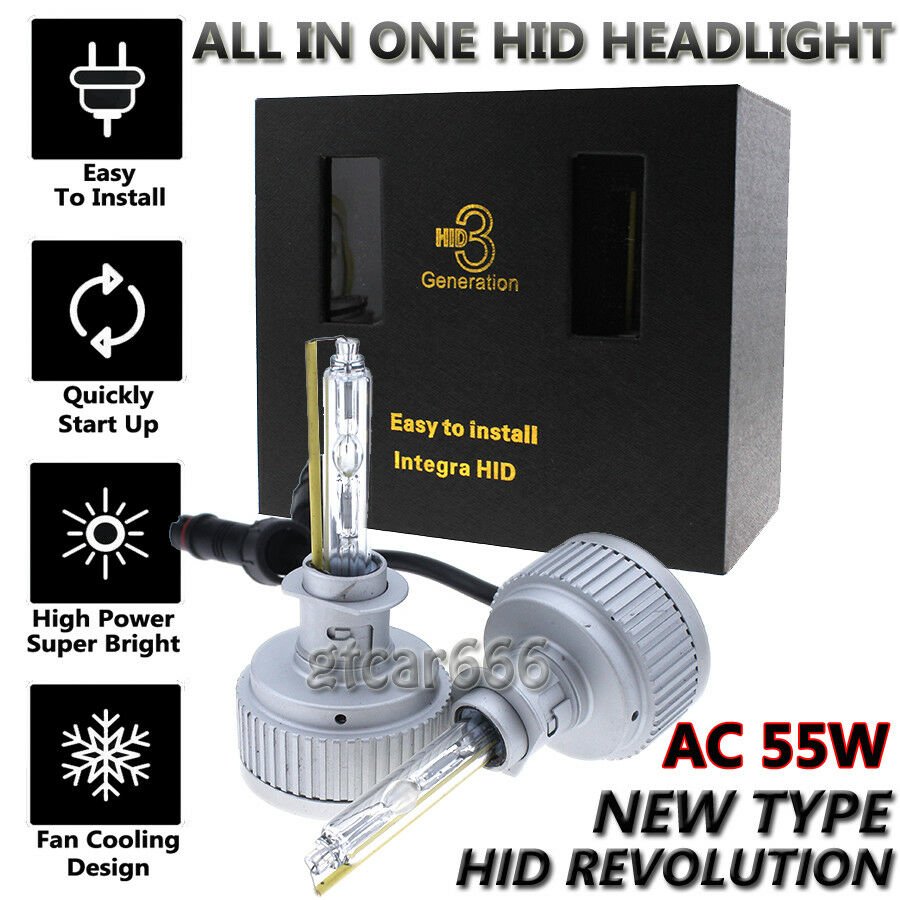 AC 55W HID Headlight KIT 6000K Xenon White H11 H7 H1 9012 9006 9005 ALL-IN-ONE