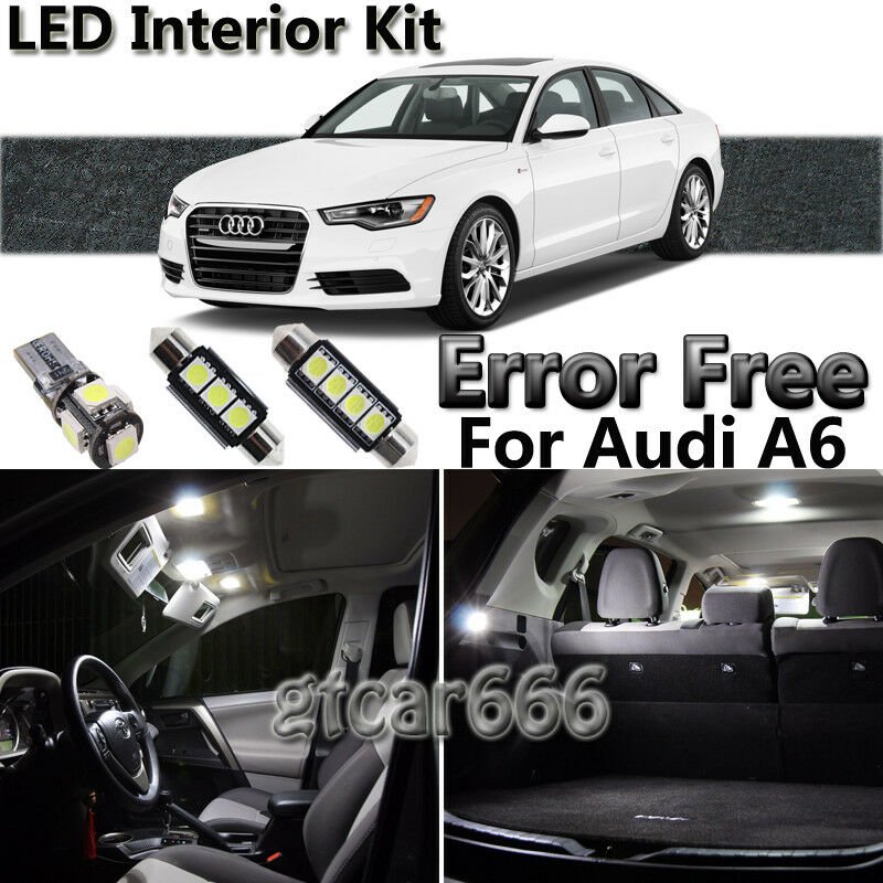 White LED Interior Light Package Kit For Audi A6 RS6 2012 2014 Error Free 10pc