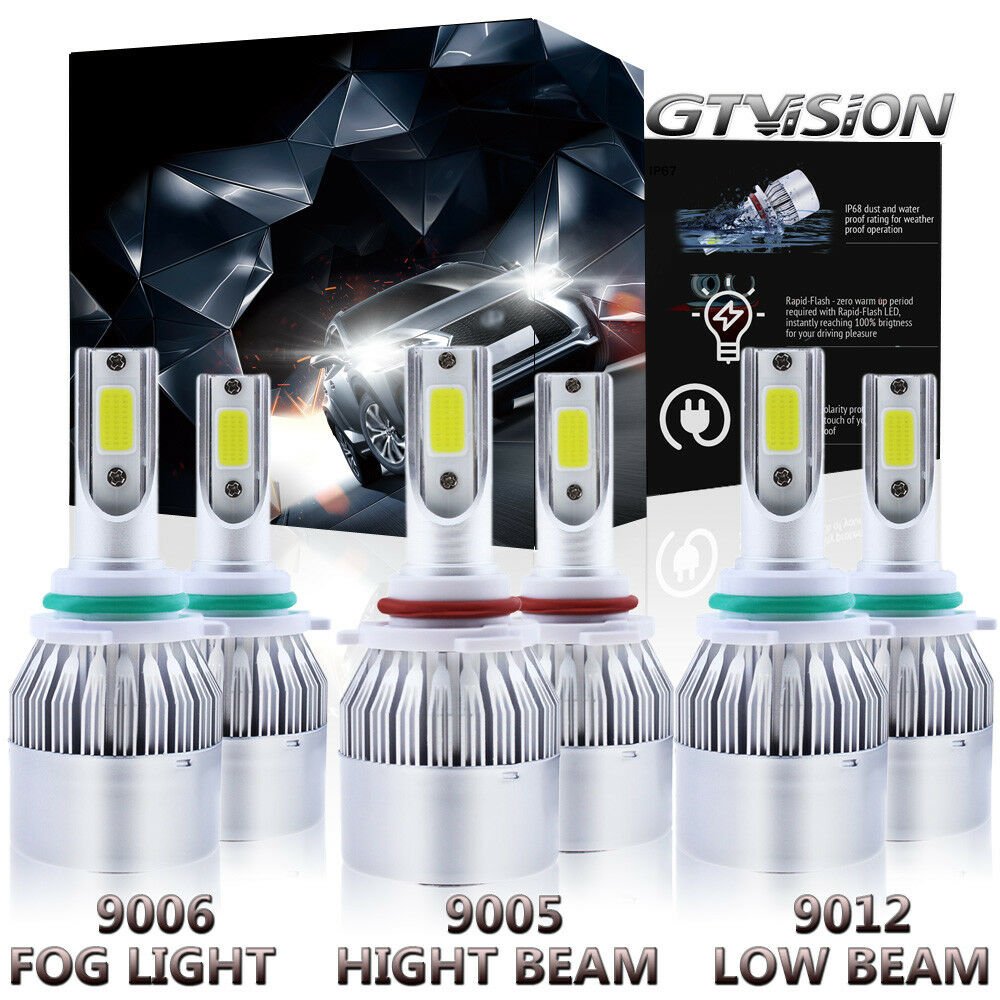3 Pair LED Headlight Fog Light Bulb For 2013-2015 Ram 1500 2500 3500 w/Projector