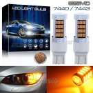 2x 92-4014SMD 992 7440A 7443 7444 LED Amber Yellow Front Turn Signal Light Bulbs