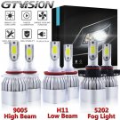 3 Pair LED Headlight Kit Hi Lo Fog Light For Chevy Silverado 2500 3500 2007-2018