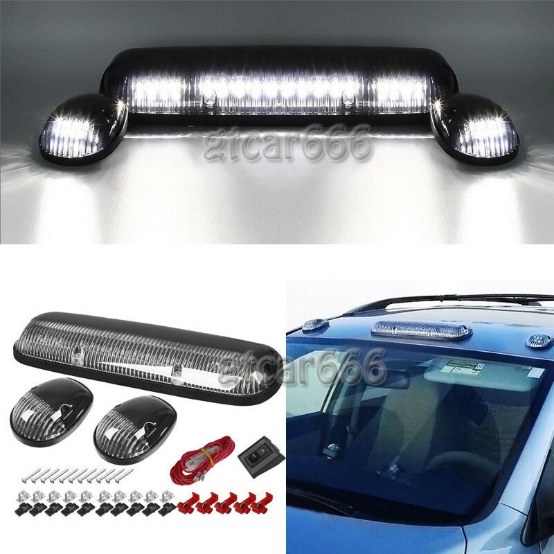 3PCS 30 LED Cab Marker Roof White Lights Assembly for 02-07 Chevy Silverado GMC