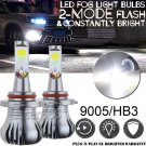 White 9005 HB3 LED Bulbs Driving Fog Light High Power 2-Mode Lamp Bright Strobe