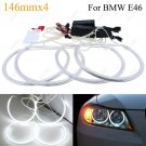 4Pcs 146MM White CCFL Halo Ring Light LED Angel Eyes For BMW E36 E38 E39 E46 12V
