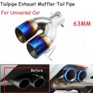 Universal Twin Exhaust Pipe Trim Tip Tail Muffler Stainless Steel Chrome 63mm