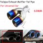Universal Twin Exhaust Pipe Trim Tip Tail Muffler Stainless Steel Chrome 63mm