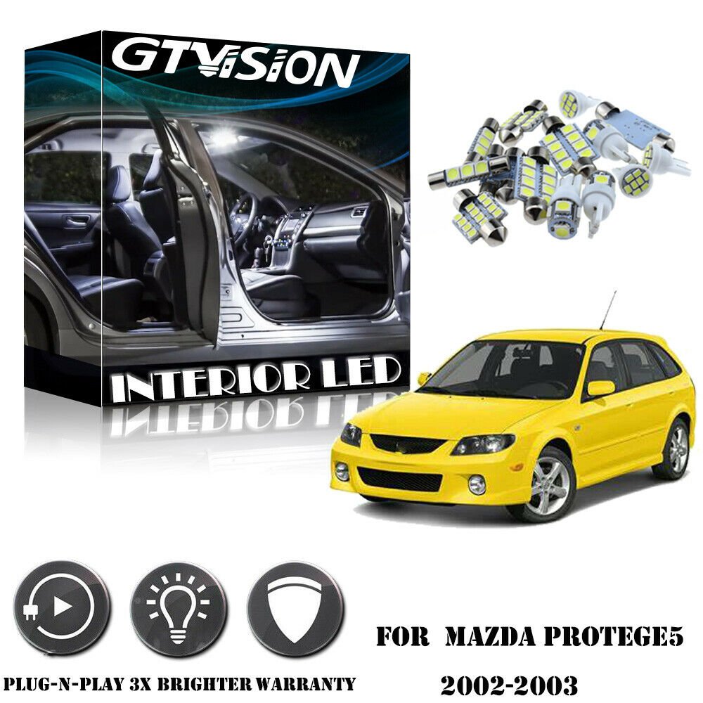6Pcs Super Bright White Kit LED Interior Car Light For Mazda Protege5 2002-2003