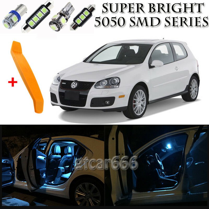 18x Ice Blue Interior LED Lights Kit + TOOL For 2006-2009 Volkswagen VW Golf GTI