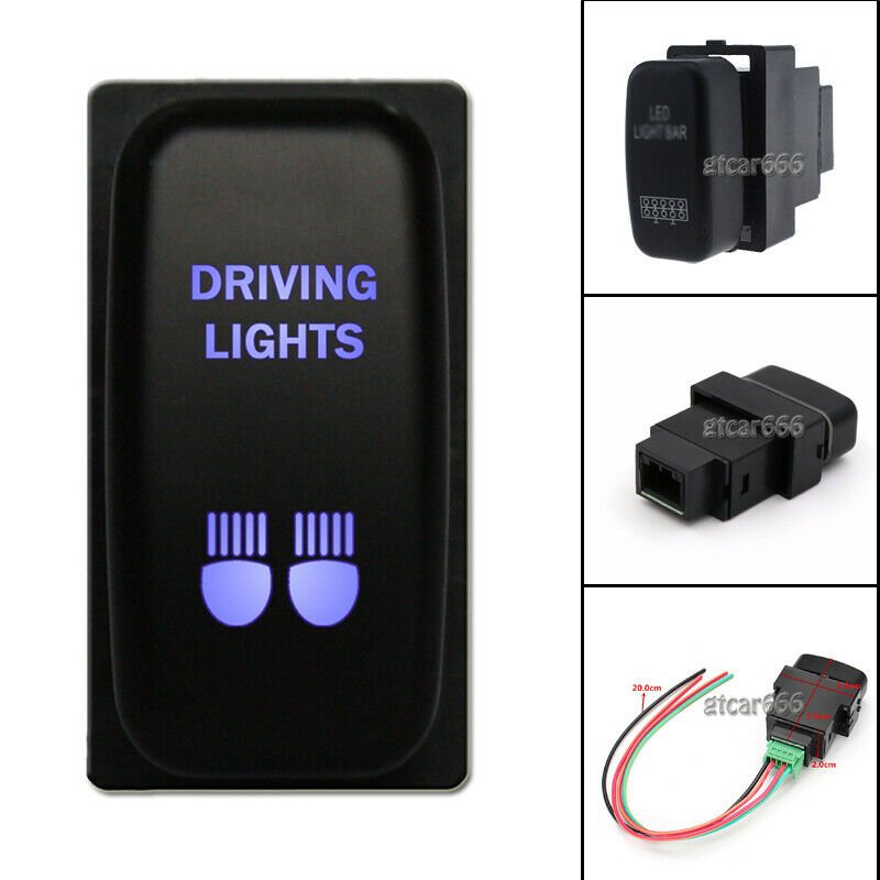 DRIVING LIGHTS ON-OFF Blue LED Push Switch For Mitsubishi Pajero Triton Galant