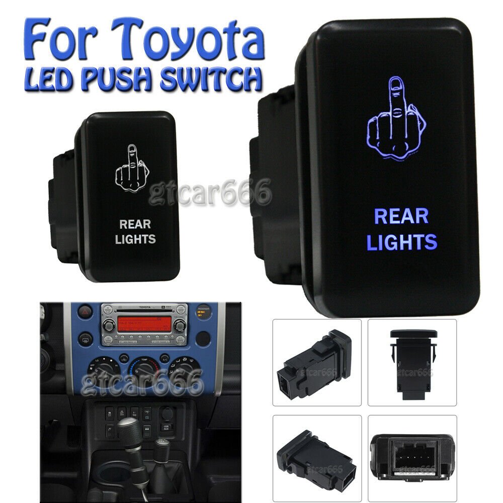 12V Blue LED Push Switch For Toyota Fortuner Hilux Tacoma 2005-2011 REAR LIGHT
