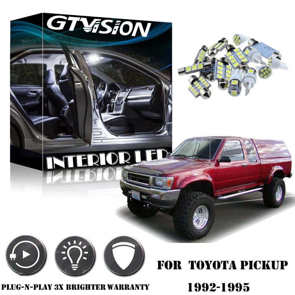 12Pc Super Bright White LED Lights Interior Package Kit for 92-95 Toyota Pickup