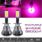 2pcs H1 5200LM LED Fog Light DRL Driving Bulbs Pink Purple 2-Mode Still + Flash