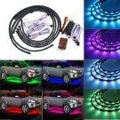 4Pcs Under Car RGB LED Tube Strip Underbody Glow Neon Light Kit Wireless Control