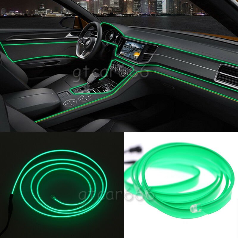3M Universal Car Interior LED Decor Wire Strip Atmosphere Cold Light Line Green