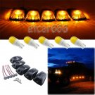 5X Smoke Roof Cab Marker Light Lens for 88-02 GMC Chevy C/K + Amber LED Bulbs
